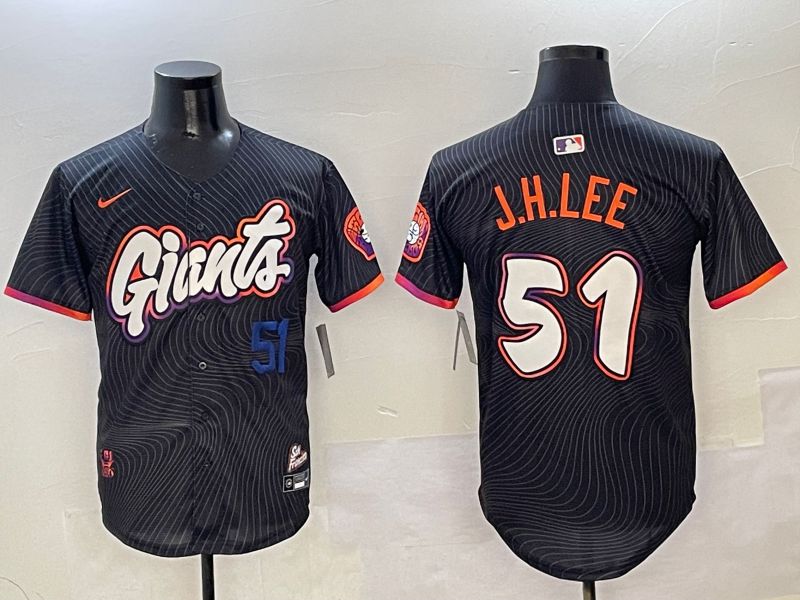 Men San Francisco Giants #51 J.H.Lee Black Second generation Joint Name Nike 2025 MLB Jersey style 4